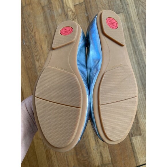 FitFlop Allegro Ballet Flats Shoes 6 Silver Metallic Leather Women’s - Picture 9 of 14